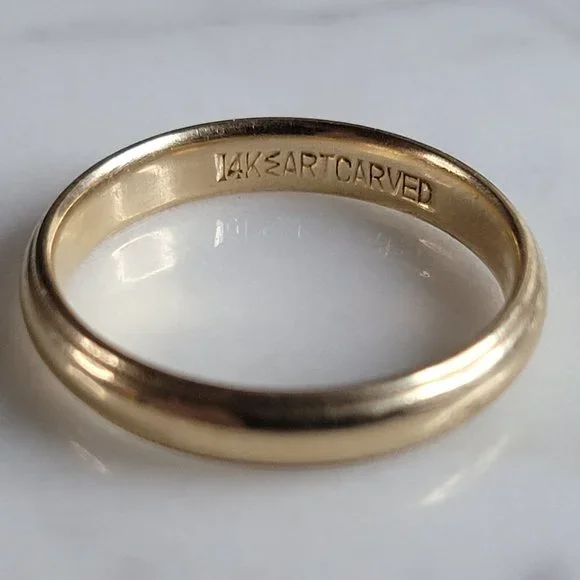 Mens Vintage Estate 14K Yellow Gold Artcarved Wedding Band Ring 4.2g #E7095